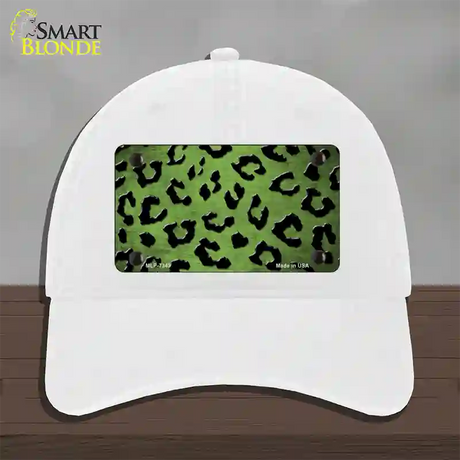 Lime Green Black Cheetah Oil Rubbed Novelty License Plate Hat Unconstructed Cotton / White