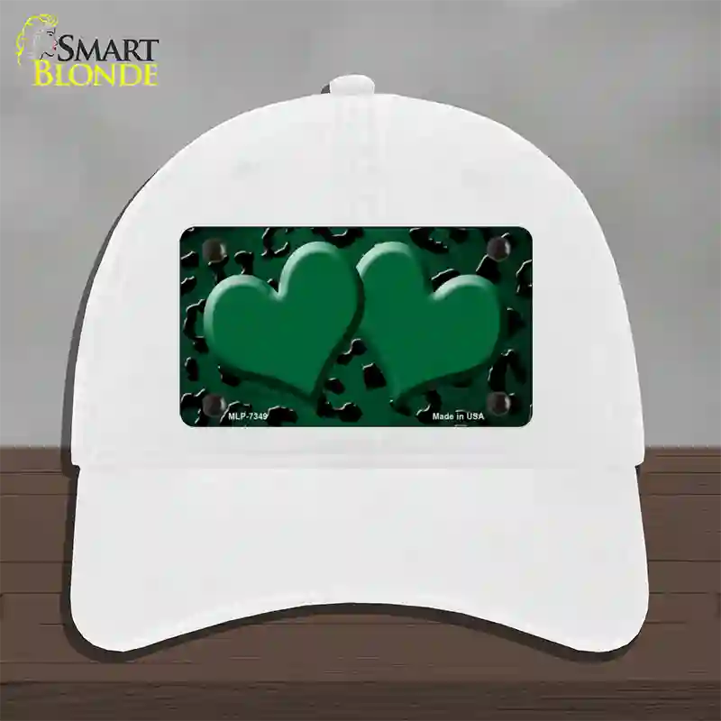 Green Black Cheetah Hearts Oil Rubbed Novelty License Plate Hat Unconstructed Cotton / White