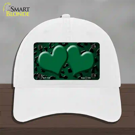 Green Black Cheetah Hearts Oil Rubbed Novelty License Plate Hat Unconstructed Cotton / White