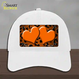 Orange Black Cheetah Hearts Oil Rubbed Novelty License Plate Hat Unconstructed Cotton / White