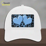 Light Blue Black Cheetah Hearts Oil Rubbed Novelty License Plate Hat Unconstructed Cotton / White