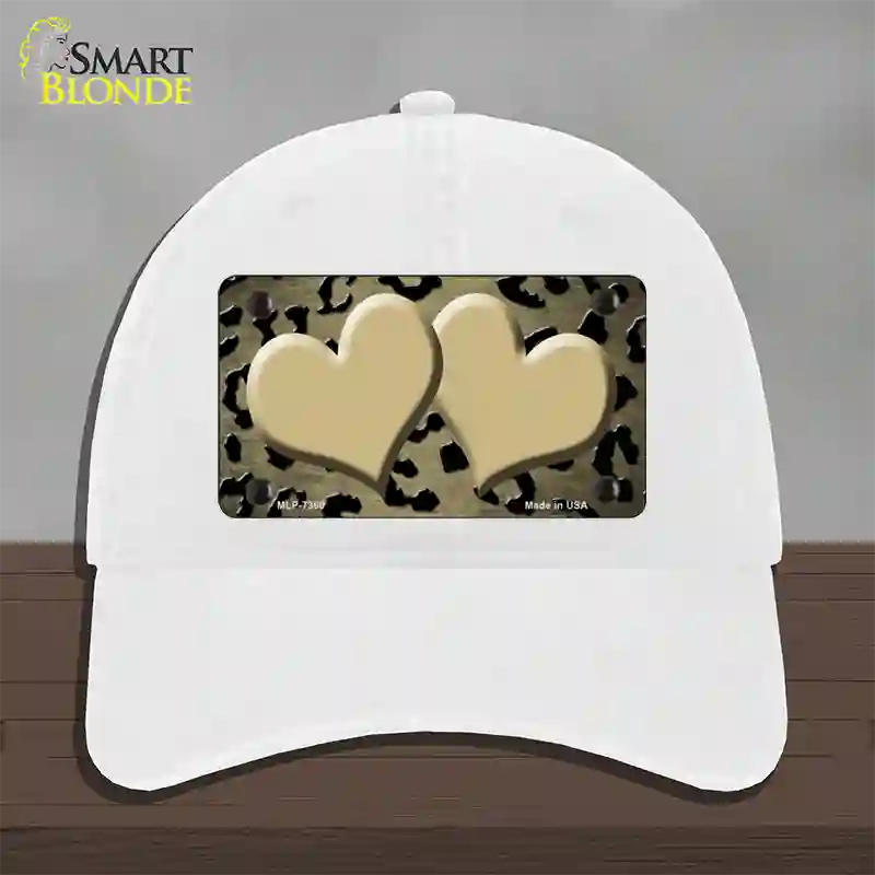 Gold Black Cheetah Hearts Oil Rubbed Novelty License Plate Hat Unconstructed Cotton / White