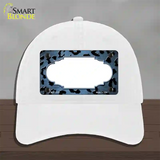 Light Blue Black Cheetah Scallop Oil Rubbed Novelty License Plate Hat Unconstructed Cotton / White