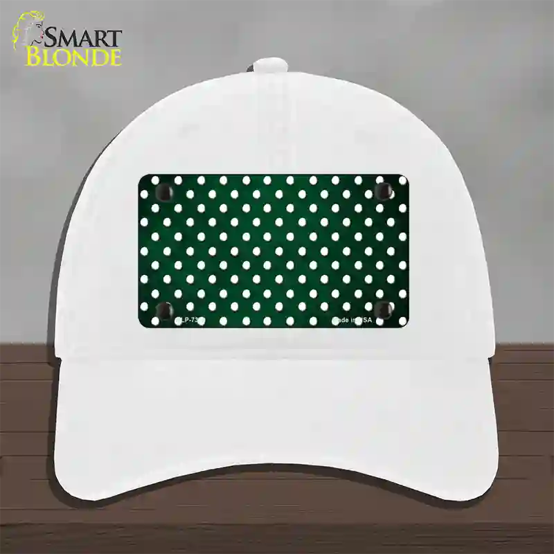 Green White Small Dots Oil Rubbed Novelty License Plate Hat Unconstructed Cotton / White