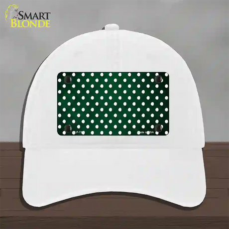 Green White Small Dots Oil Rubbed Novelty License Plate Hat Unconstructed Cotton / White