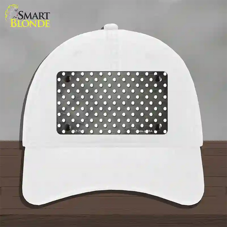 Gray White Small Dots Oil Rubbed Novelty License Plate Hat Unconstructed Cotton / White