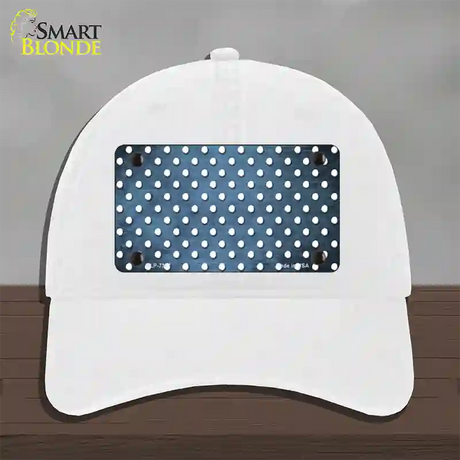 Light Blue White Small Dots Oil Rubbed Novelty License Plate Hat Unconstructed Cotton / White