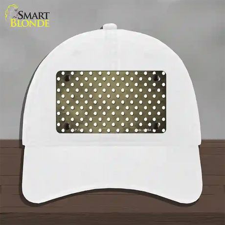 Gold White Small Dots Oil Rubbed Novelty License Plate Hat Unconstructed Cotton / White