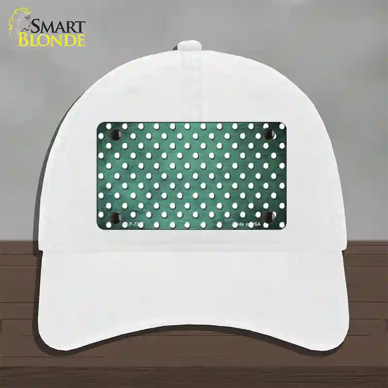 Mint White Small Dots Oil Rubbed Novelty License Plate Hat Unconstructed Cotton / White