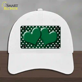 Green White Small Dots Hearts Oil Rubbed Novelty License Plate Hat Unconstructed Cotton / White