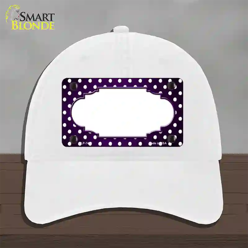 Purple White Small Dots Scallop Oil Rubbed Novelty License Plate Hat Unconstructed Cotton / White