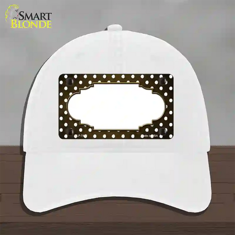 Brown White Small Dots Scallop Oil Rubbed Novelty License Plate Hat Unconstructed Cotton / White