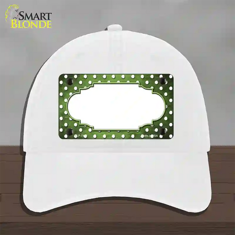 Lime Green White Small Dots Scallop Oil Rubbed Novelty License Plate Hat Unconstructed Cotton / White