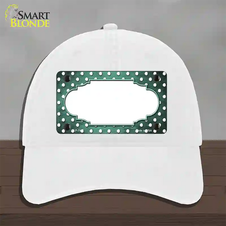 Mint White Small Dots Scallop Oil Rubbed Novelty License Plate Hat Unconstructed Cotton / White