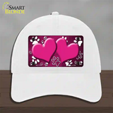 Paw Heart Pink White Novelty License Plate Hat Unconstructed Cotton / White