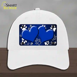 Paw Heart Blue White Novelty License Plate Hat Unconstructed Cotton / White