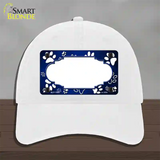 Paw Scallop Blue White Novelty License Plate Hat Unconstructed Cotton / White