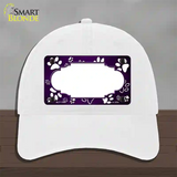 Paw Scallop Purple White Novelty License Plate Hat Unconstructed Cotton / White