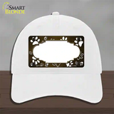 Paw Scallop Brown White Novelty License Plate Hat Unconstructed Cotton / White