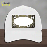 Paw Scallop Gold White Novelty License Plate Hat Unconstructed Cotton / White