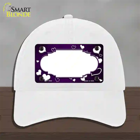 Purple White Love Scallop Oil Rubbed Novelty License Plate Hat Unconstructed Cotton / White