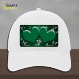 Green White Hearts Butterfly Oil Rubbed Novelty License Plate Hat Unconstructed Cotton / White