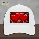 Red White Hearts Butterfly Oil Rubbed Novelty License Plate Hat Unconstructed Cotton / White