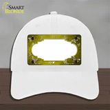 Yellow White Scallop Butterfly Oil Rubbed Novelty License Plate Hat Unconstructed Cotton / White