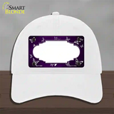 Purple White Scallop Butterfly Oil Rubbed Novelty License Plate Hat Unconstructed Cotton / White