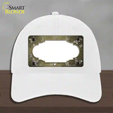 Gold White Scallop Butterfly Oil Rubbed Novelty License Plate Hat Unconstructed Cotton / White