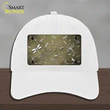 Gold White Dragonfly Oil Rubbed Novelty License Plate Hat Unconstructed Cotton / White