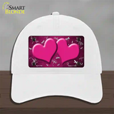 Pink White Dragonfly Hearts Oil Rubbed Novelty License Plate Hat Unconstructed Cotton / White