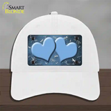 Light Blue White Dragonfly Hearts Oil Rubbed Novelty License Plate Hat Unconstructed Cotton / White