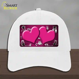 Pink White Owl Hearts Oil Rubbed Novelty License Plate Hat Unconstructed Cotton / White