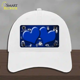 Blue White Owl Hearts Oil Rubbed Novelty License Plate Hat Unconstructed Cotton / White