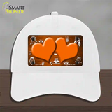 Orange White Owl Hearts Oil Rubbed Novelty License Plate Hat Unconstructed Cotton / White