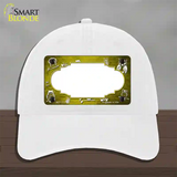 Yellow White Owl Scallop Oil Rubbed Novelty License Plate Hat Unconstructed Cotton / White