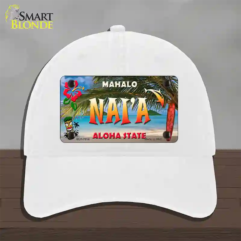 Naia Hawaii State Novelty License Plate Hat Unconstructed Cotton / White