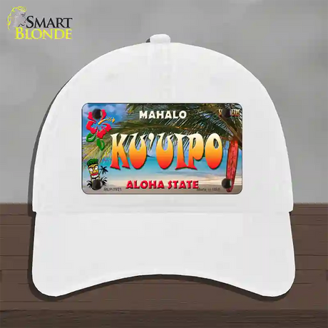 Ku uipo Hawaii State Novelty License Plate Hat Unconstructed Cotton / White