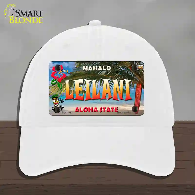 Leilani Hawaii State Novelty License Plate Hat Unconstructed Cotton / White