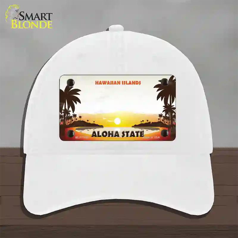 Hawaiian Islands Hawaii Blank State Novelty License Plate Hat Unconstructed Cotton / White