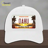 Oahu Hawaiian Islands Novelty License Plate Hat Unconstructed Cotton / White