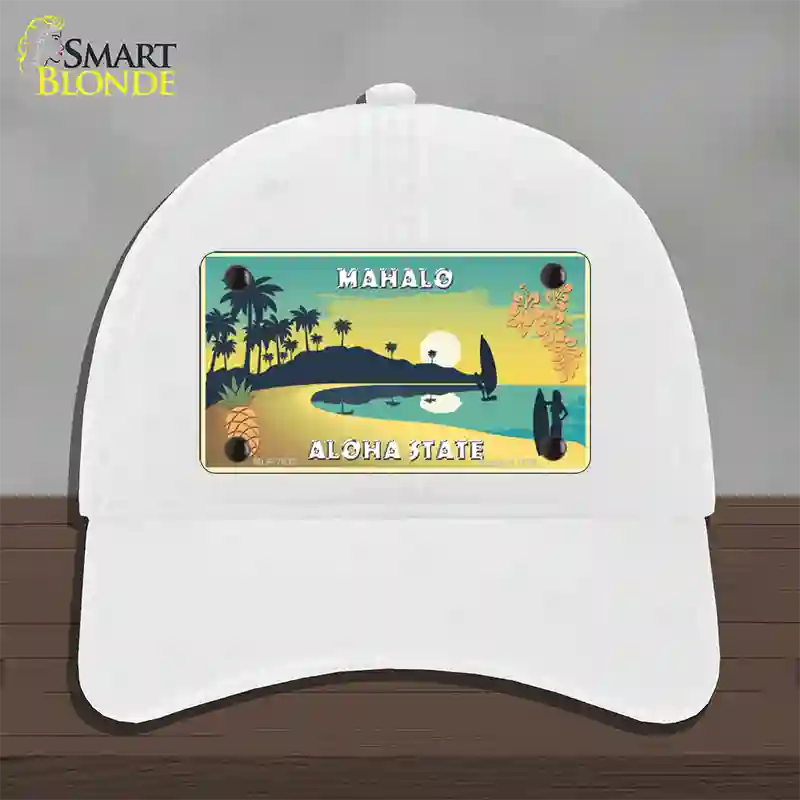 Mahalo Pineapple Hawaii Blank State Novelty License Plate Hat Unconstructed Cotton / White