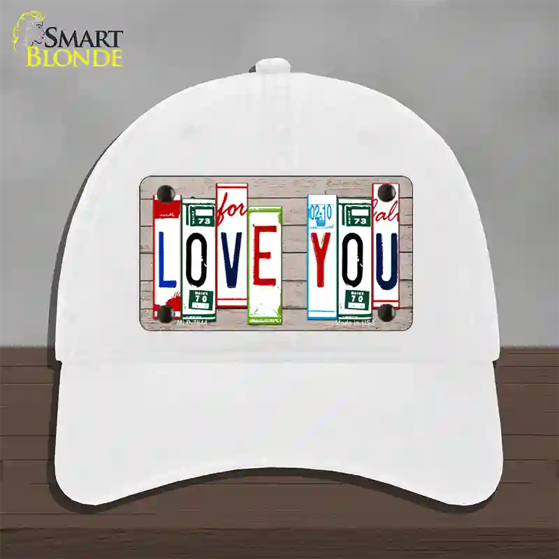 Love You License Plate Art Wood Novelty License Plate Hat Unconstructed Cotton / White