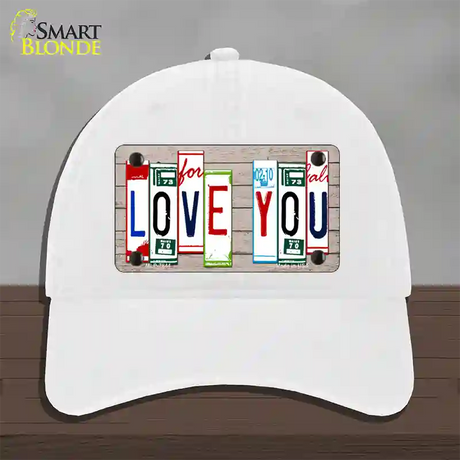 Love You License Plate Art Wood Novelty License Plate Hat Unconstructed Cotton / White