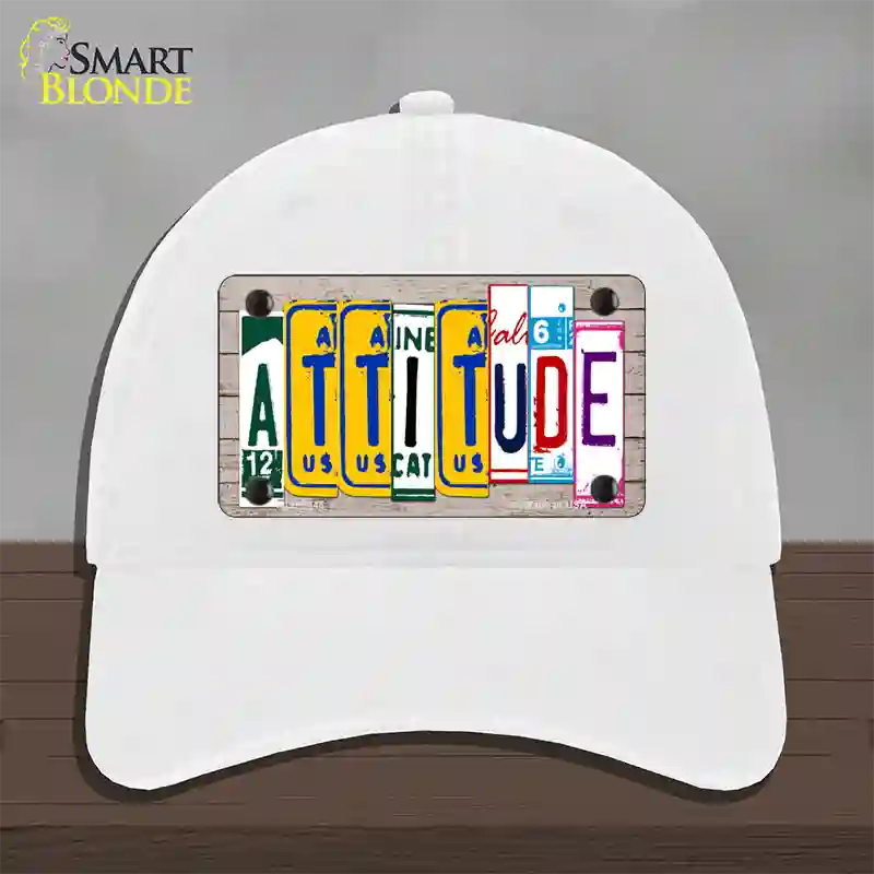 Attitude License Plate Art Wood Novelty License Plate Hat Unconstructed Cotton / White