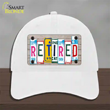 Retired License Plate Art Wood Novelty License Plate Hat Unconstructed Cotton / White