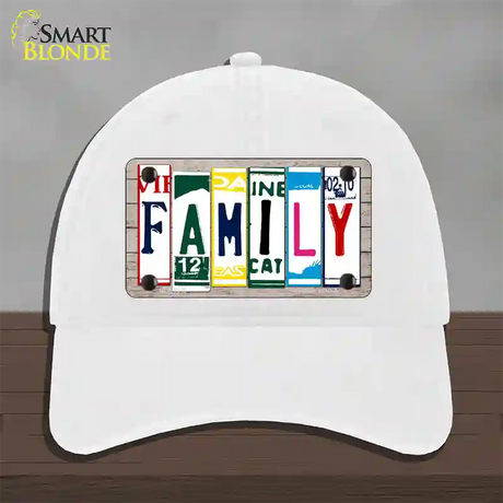 Family License Plate Art Wood Novelty License Plate Hat Unconstructed Cotton / White