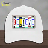 Believe License Plate Art Wood Novelty License Plate Hat Unconstructed Cotton / White