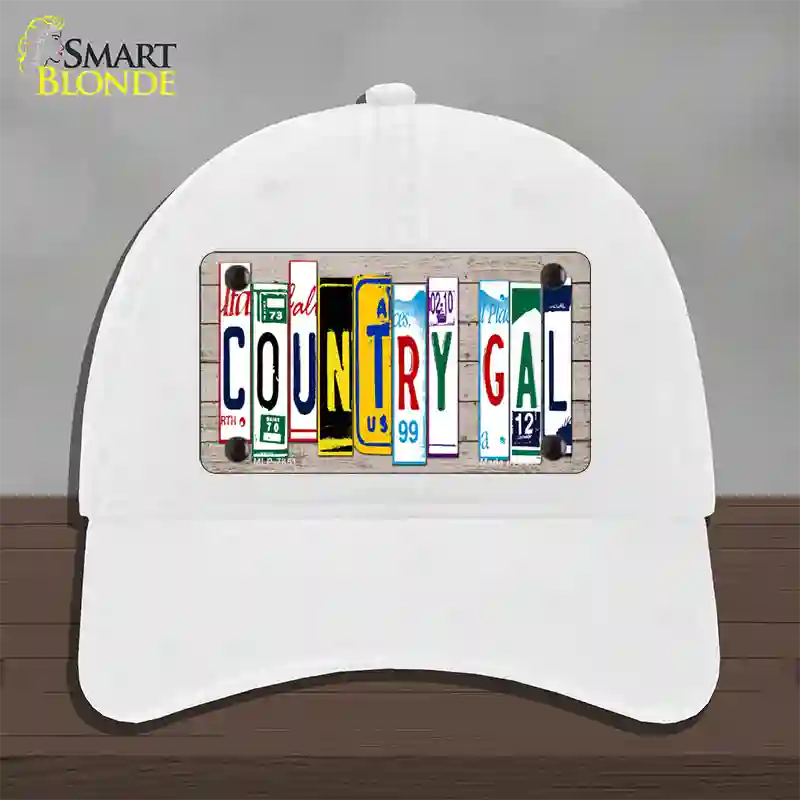 Country Gal Plate Art Novelty License Plate Hat Unconstructed Cotton / White